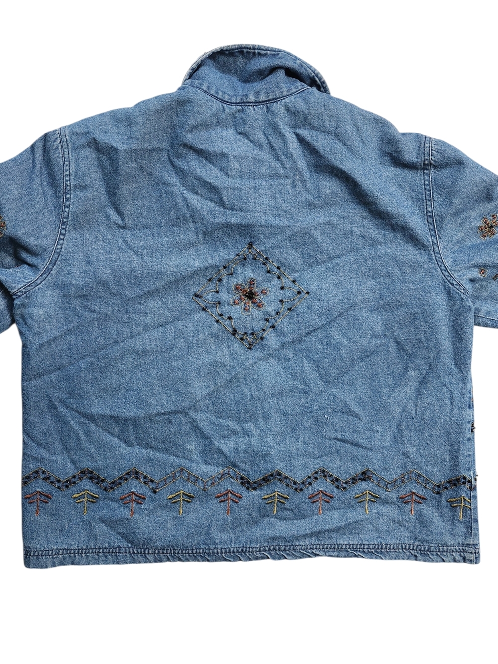 Vintage Embroidered Beaded Denim Shirt | Boho Western Festival | Large - Picture 4 of 8